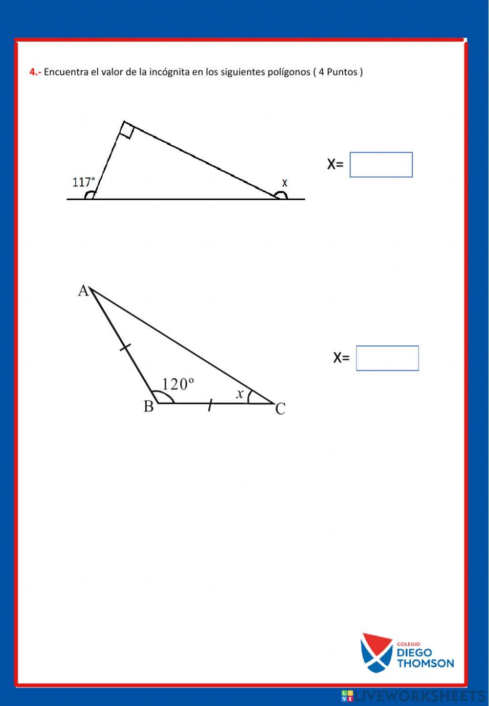 Examen agosto 6to Geometría