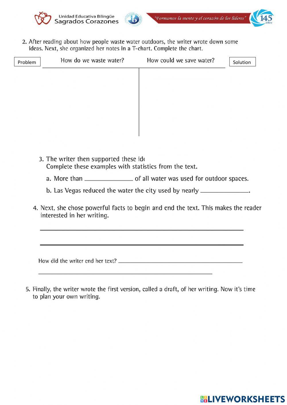 Problem and Solution Paragraph Worksheet