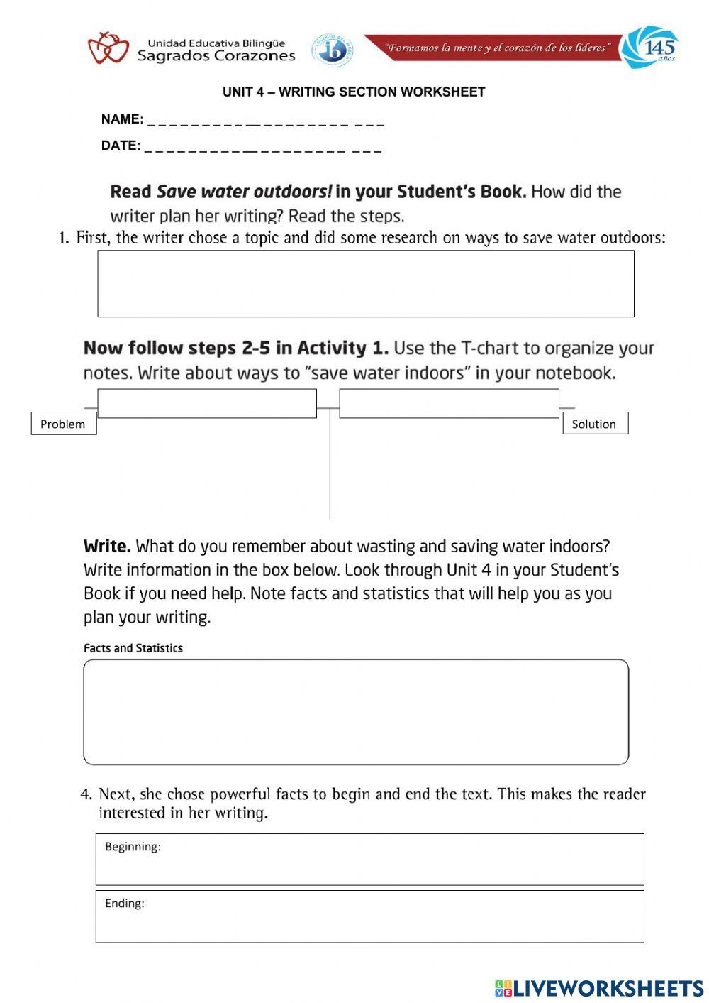 Problem and Solution Paragraph Worksheet