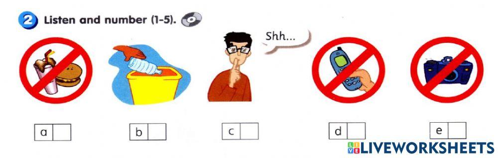 Rules, rules, rules. Act. 2 Listen and Number