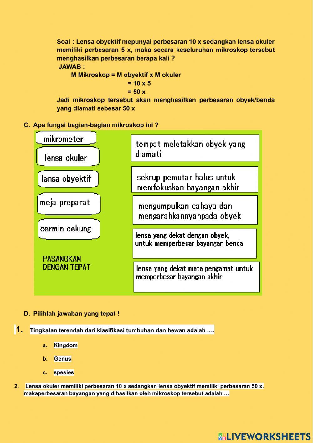 KUIS KLASIFIKASI  MAHLUK HIDUP (bag.2)