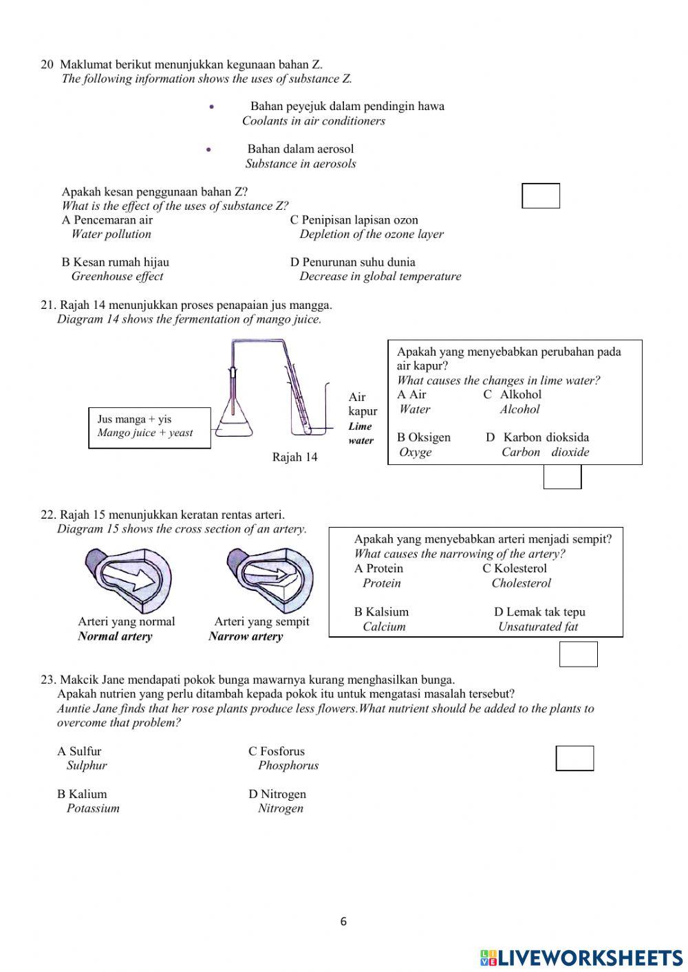 UJIAN PENILAIAN SAINS TINGKATAN 5
