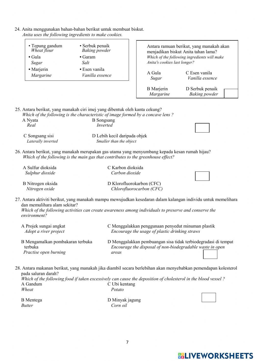 UJIAN PENILAIAN SAINS TINGKATAN 5