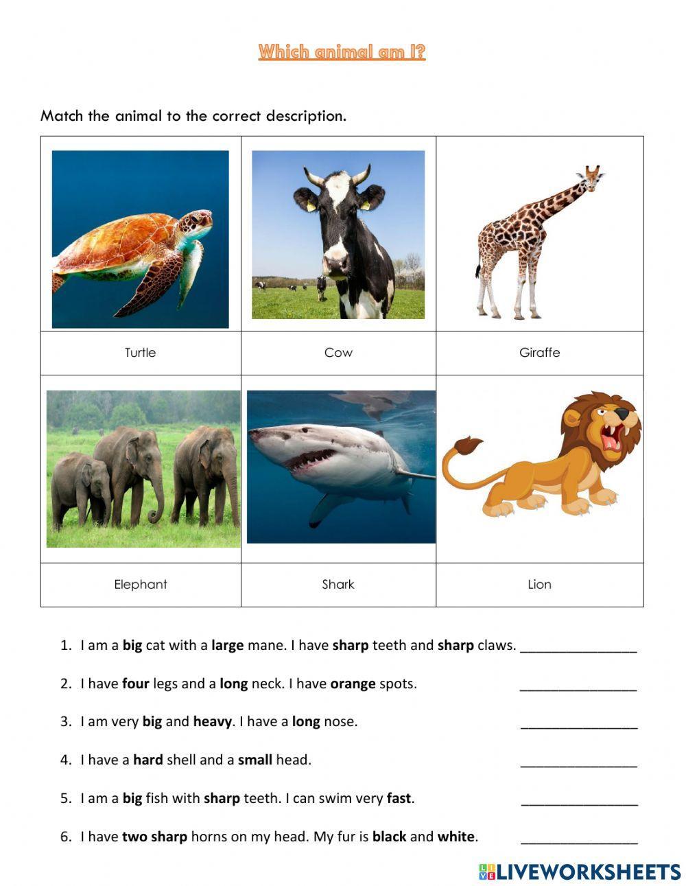 1296298 Which Animal Am I MsAzyan LiveWorksheets 1296298-which-animal-am-i-msazyan-liveworksheets