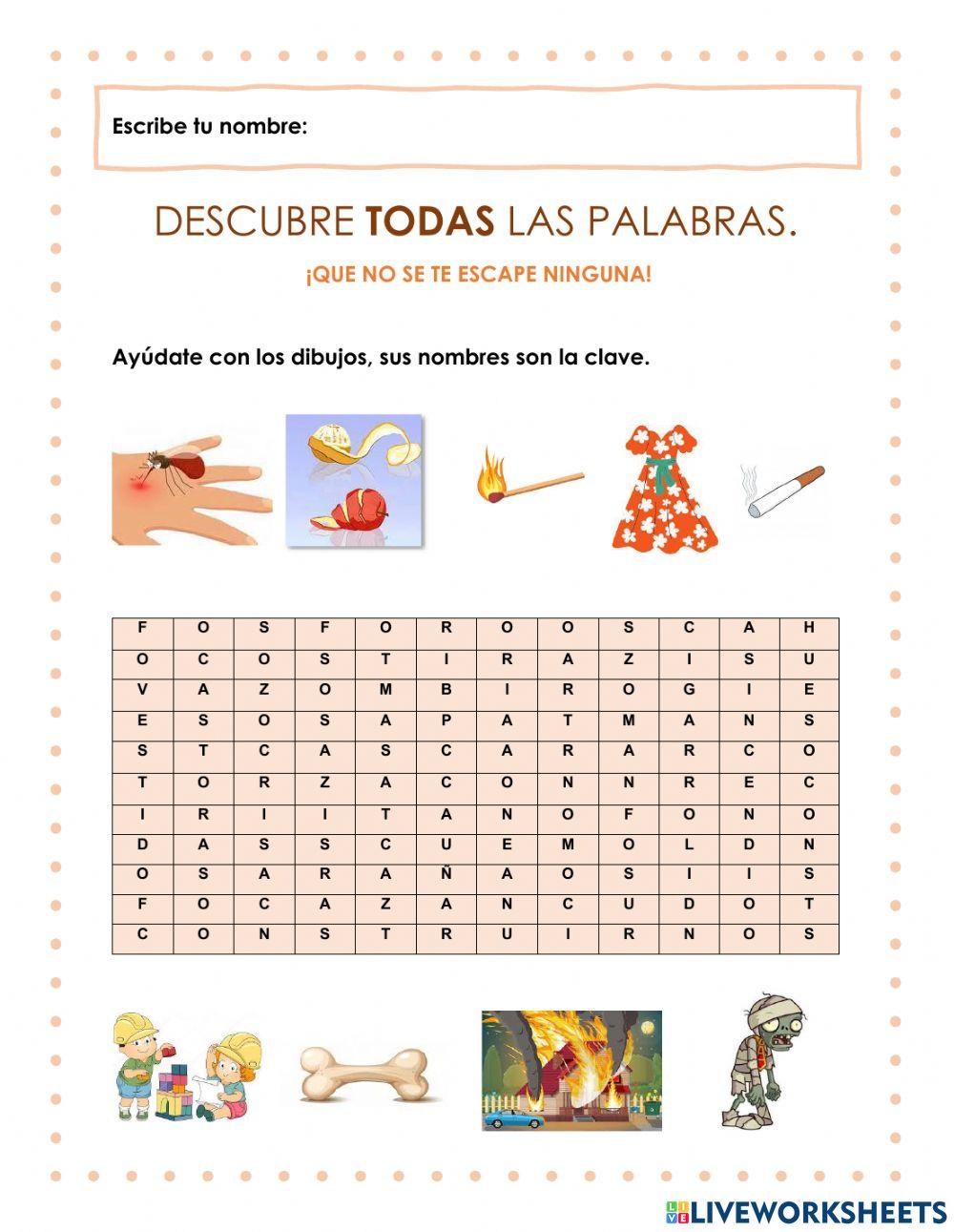 Sopa de letras con C, S, Z.