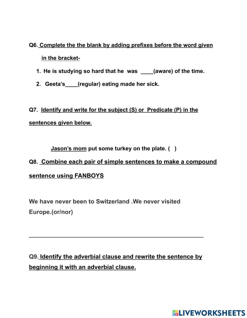 English worksheet