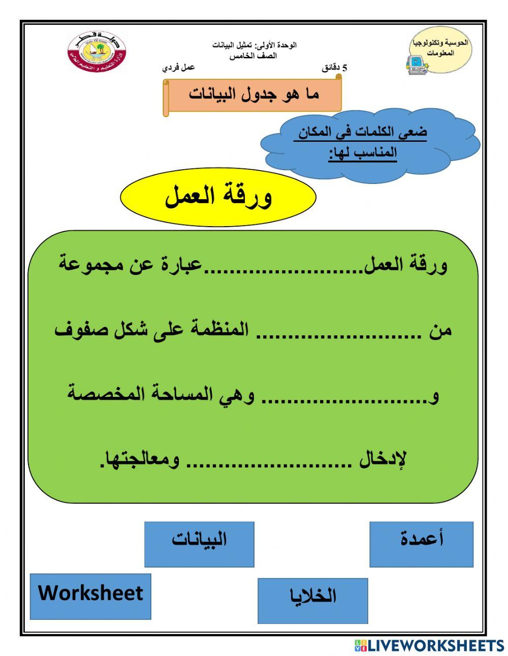 ماهو جدول البيانات؟