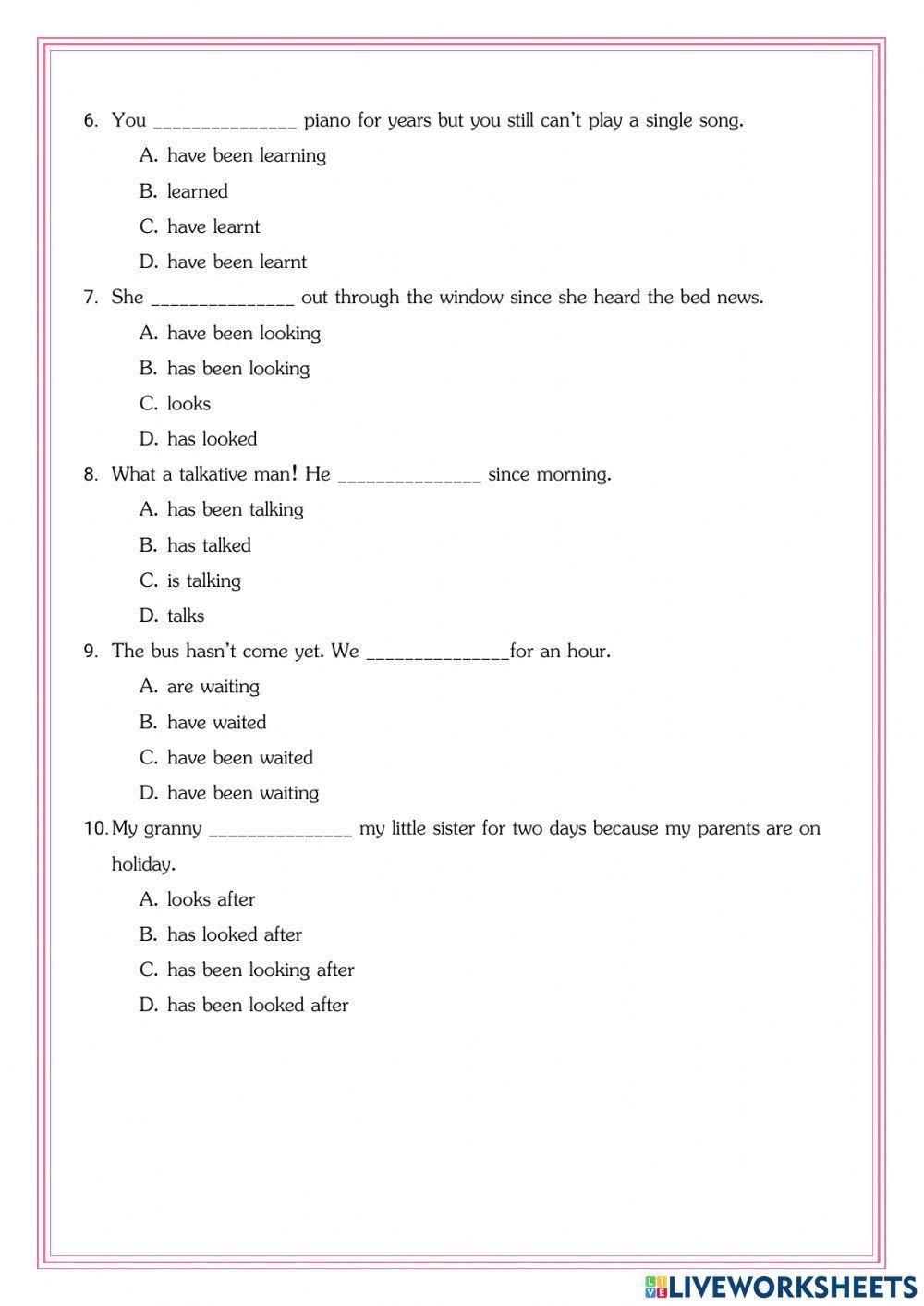 Present Perfect Cintinuous