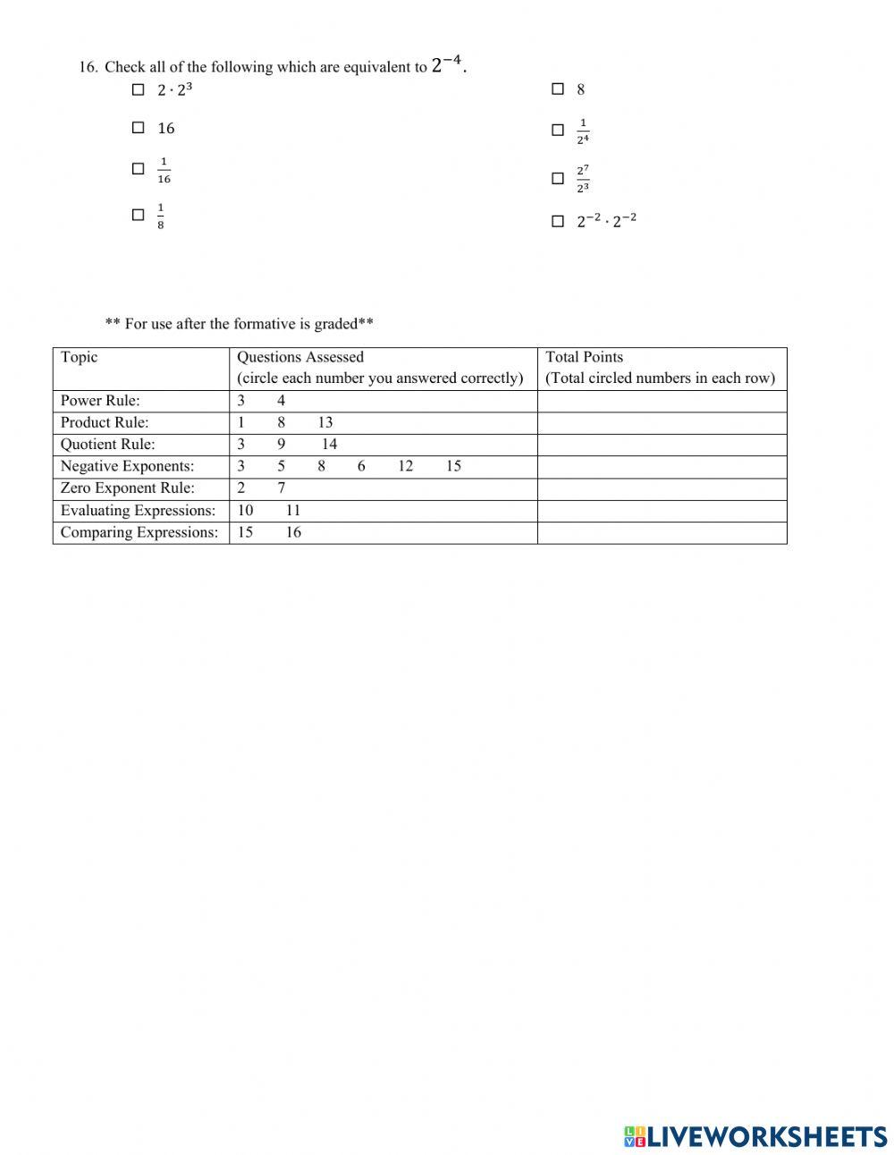 Exponent Rules Practice