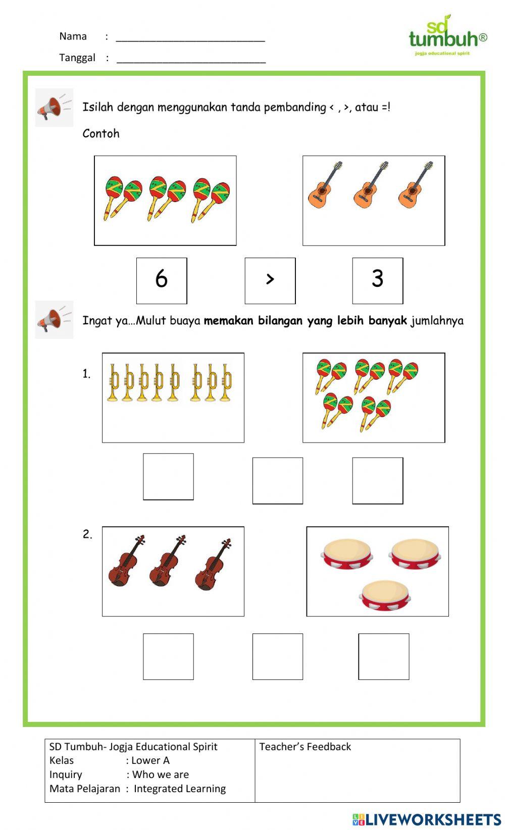 Integrated Learning-Membandingkan bilangan-1-10