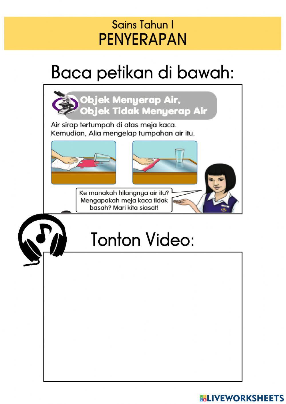 Penyerapan sains tahun 1