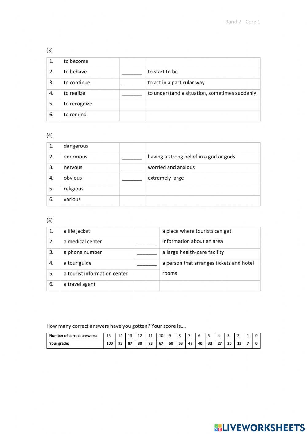 Band 2 (Core 1) - Unit 10 - Test