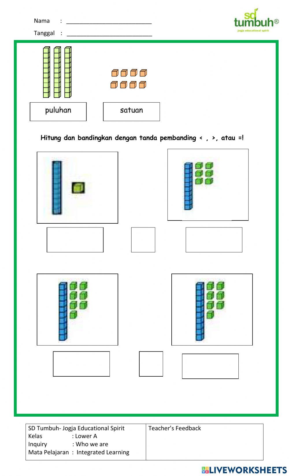 Integrated Learning-Membandingkan bilangan-1-20