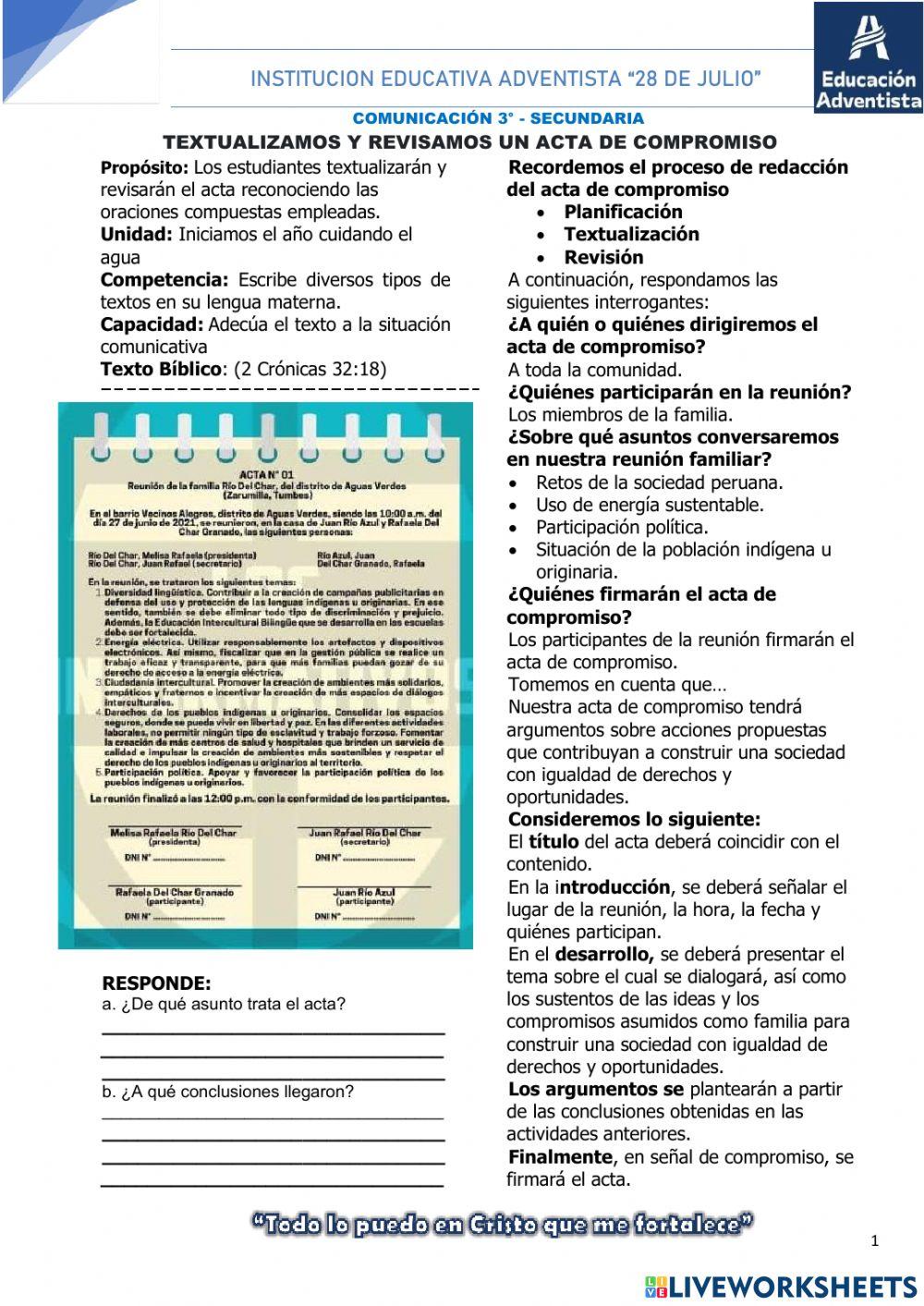 Textualizamos y revisamos el acta