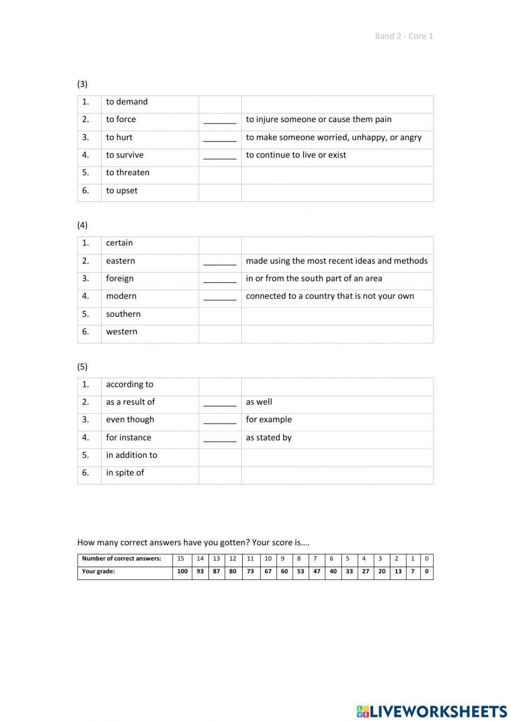 Band 2 (Core 1) - Unit 12 - Test