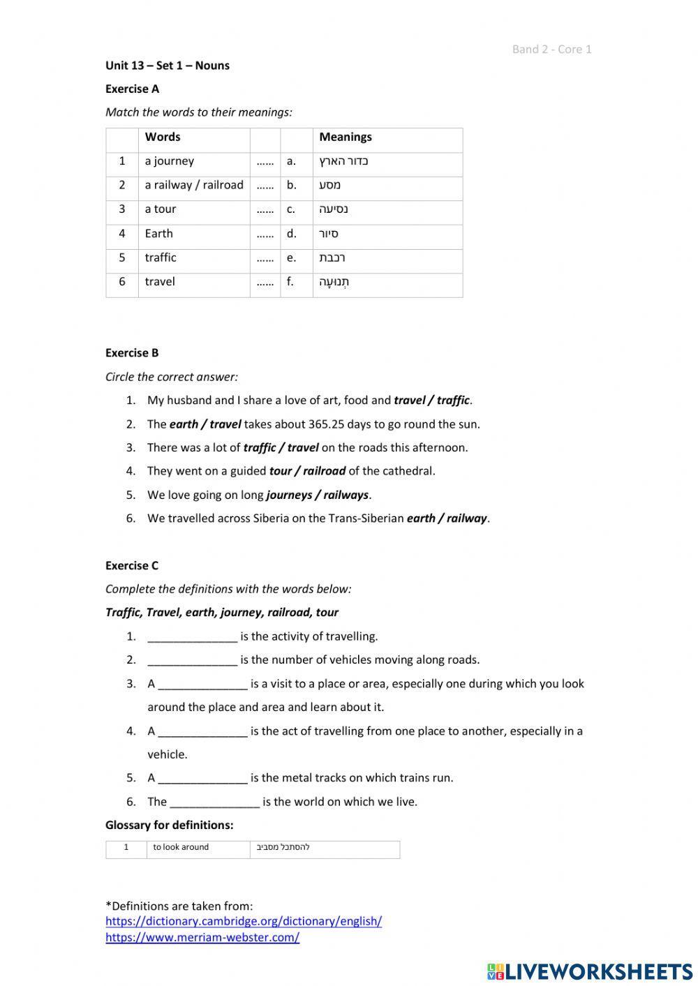 Band 2 (Core 1) - Unit 13 - Set 1