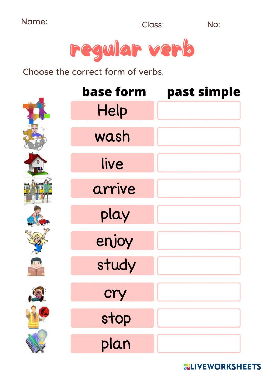 Past Simple Regular Verbs Interactive Worksheet Regular Verbs NBKomputer