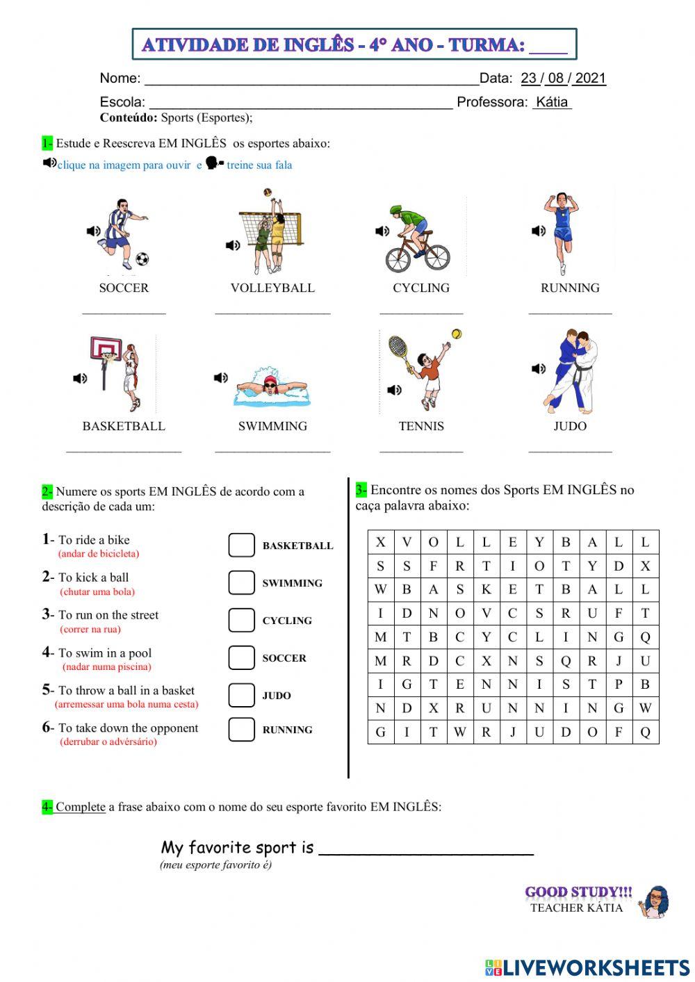 4° ano - INGLÊS - 23-08-21