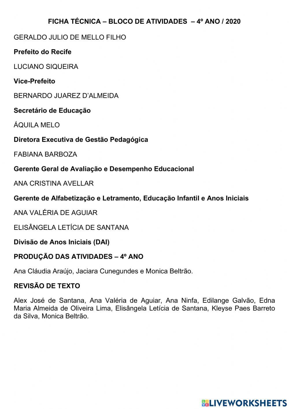 Exrcício interdisciplinar