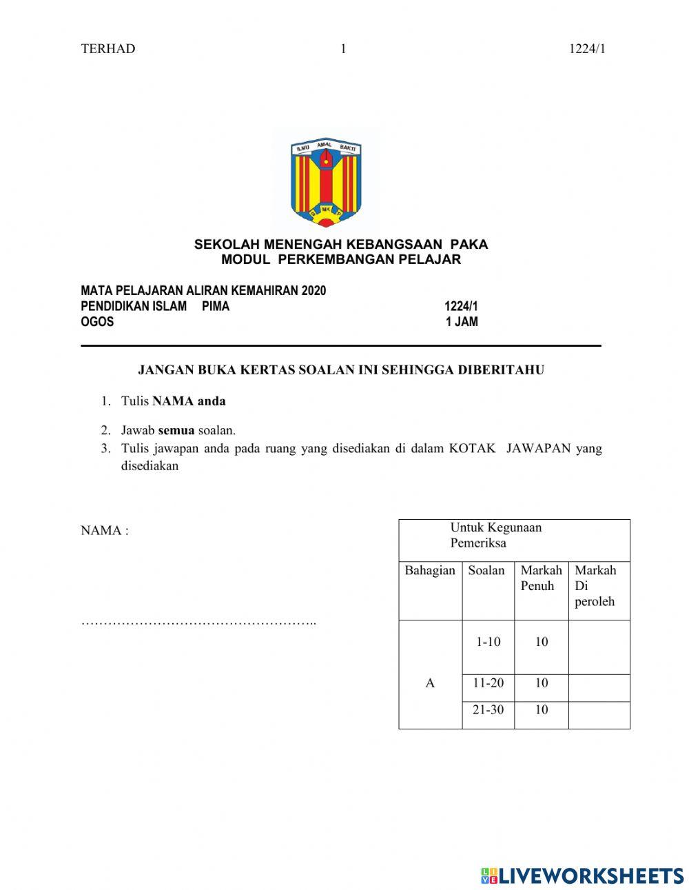 Mpp pendidikan islam pima ting 4