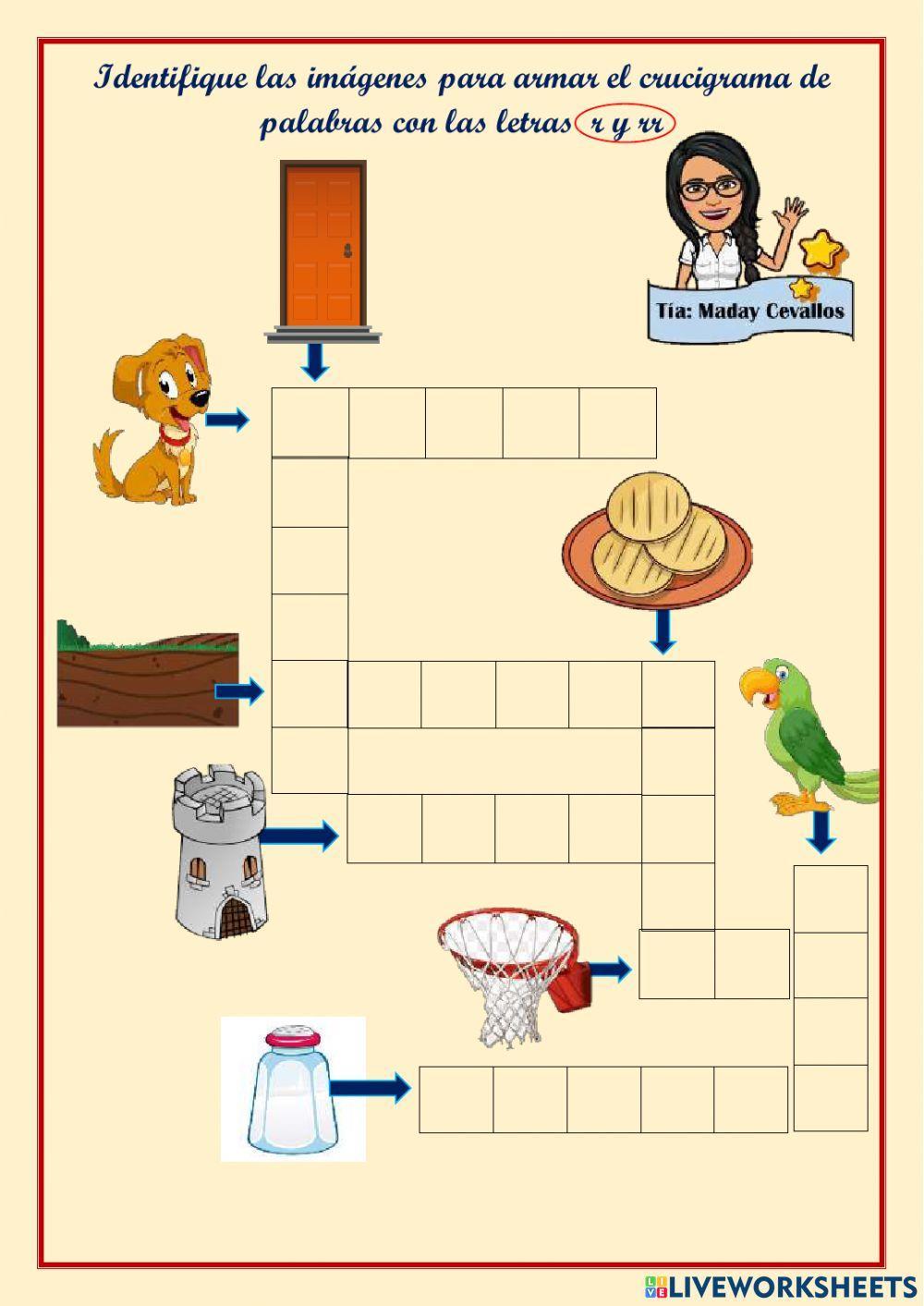 Crucigrama de  palabras con las letras  r y rr