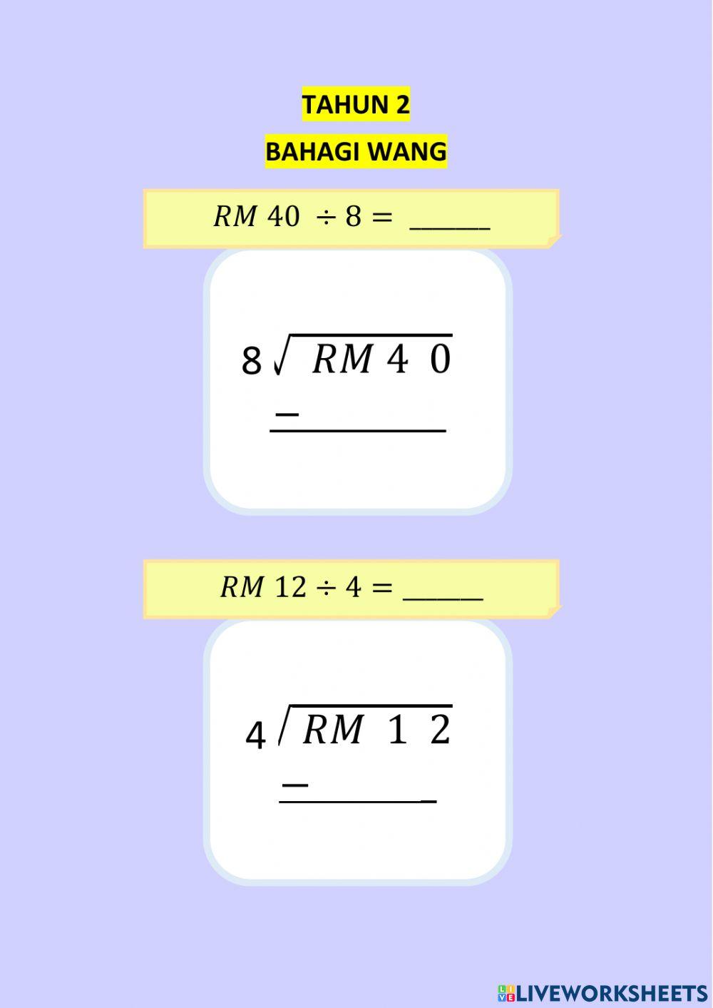 Tahun 2 bahagi wang Tahun 2 bahagi wang