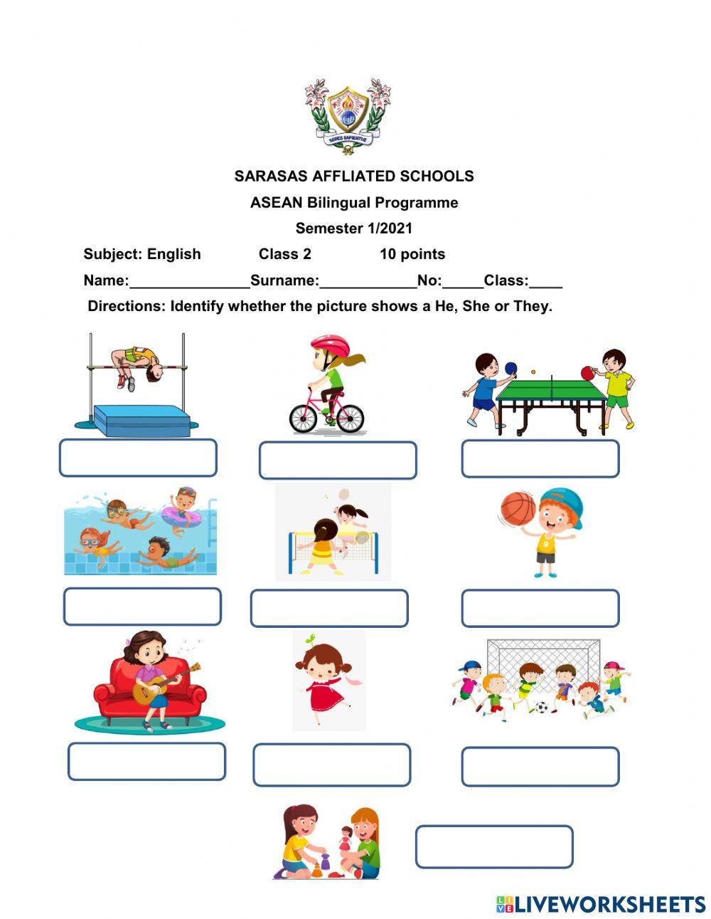 Grade 2 English Pronouns | LiveWorksheets | 1297912