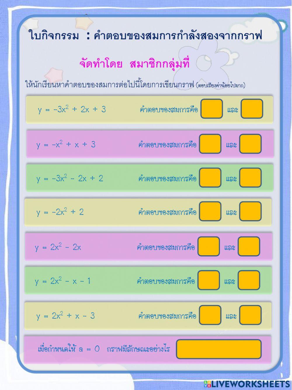 คำตอบของสมการกำลังสอง