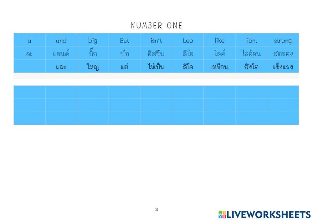 Unit 4 : Reading Number One