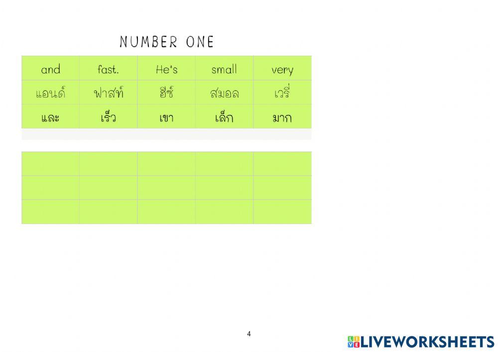 Unit 4 : Reading Number One