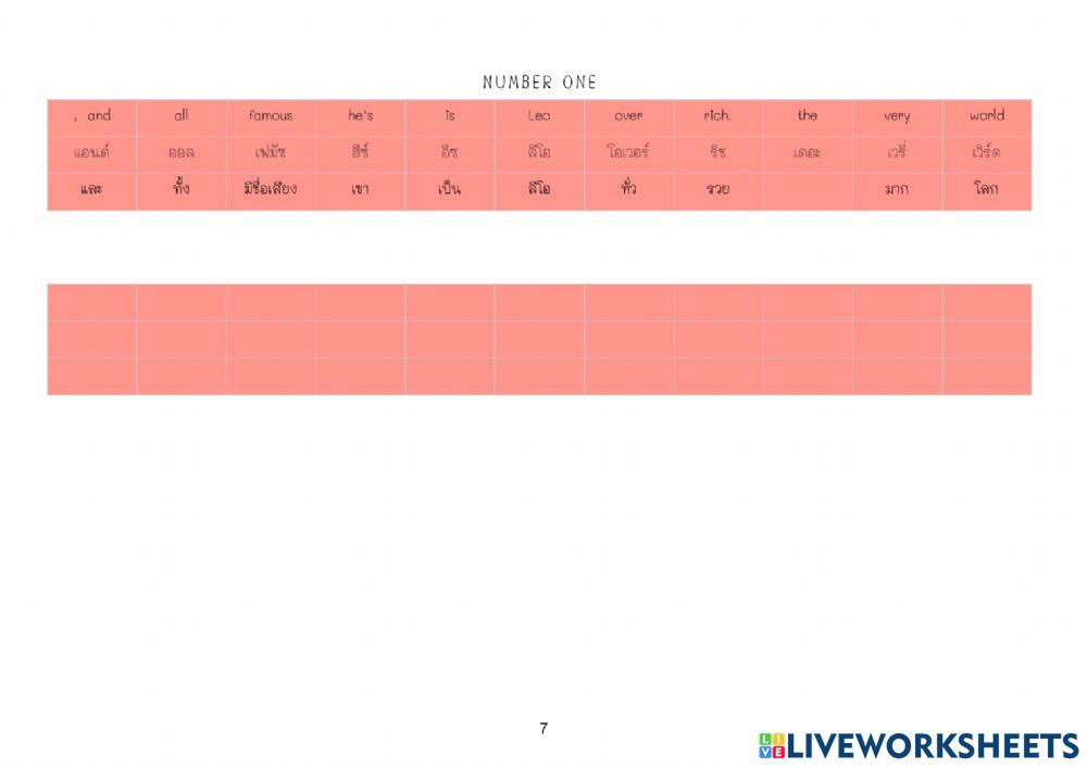 Unit 4 : Reading Number One