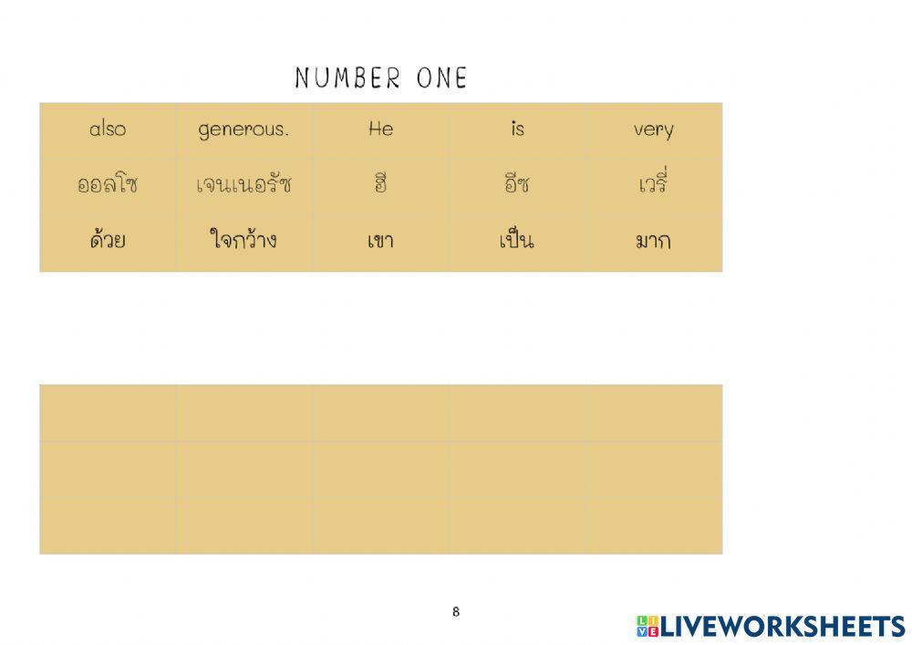 Unit 4 : Reading Number One