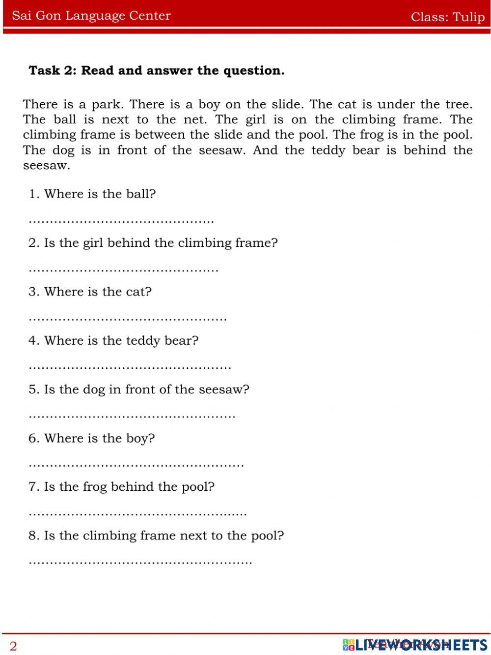 Worksheet tulip