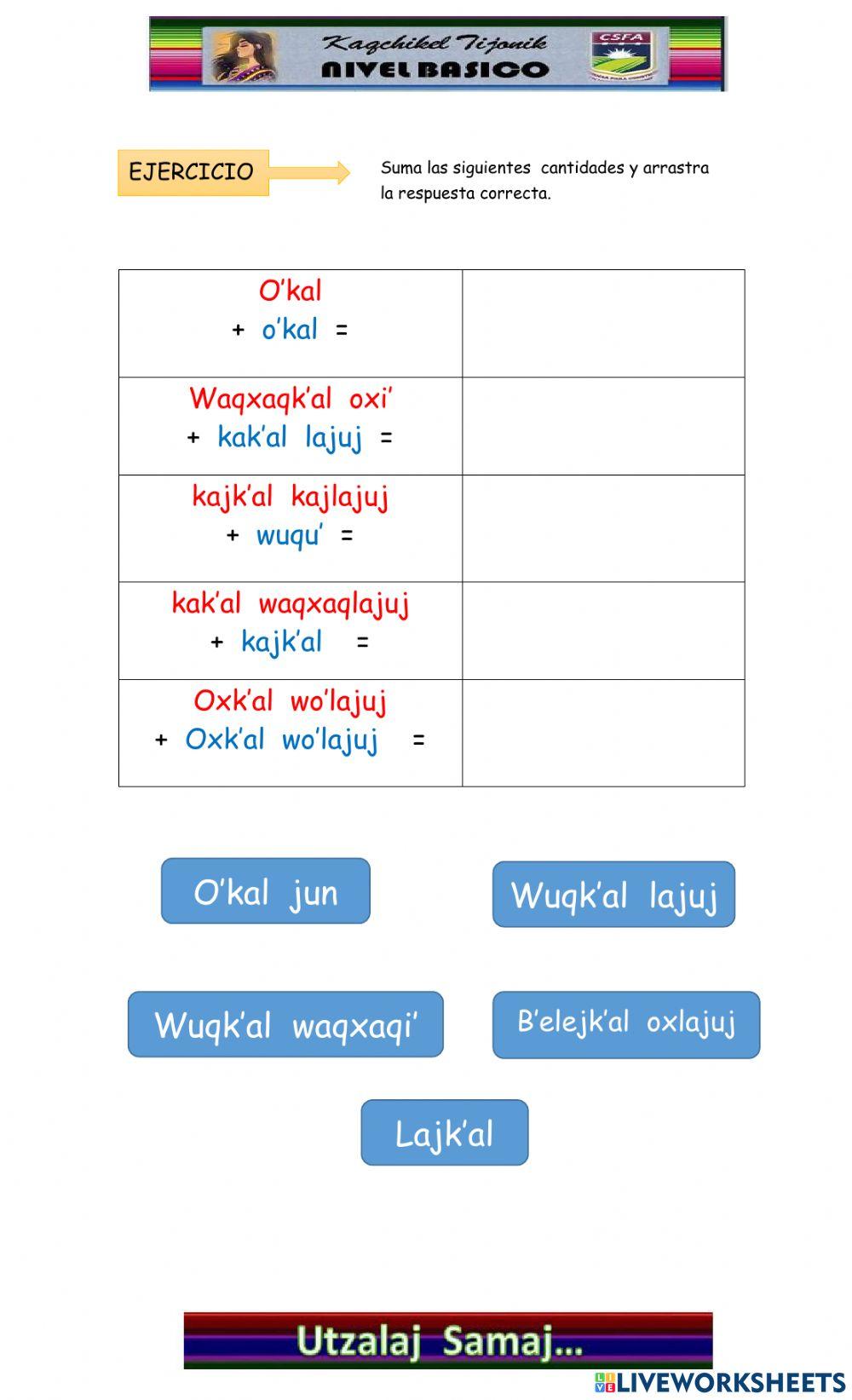 Numeros en kaqchikel