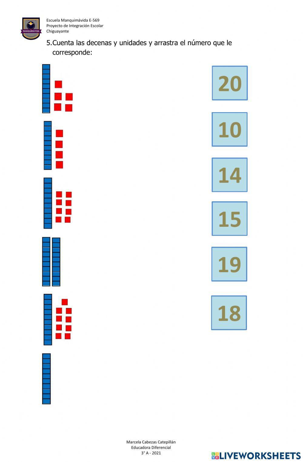 Evaluación unidades y decenas