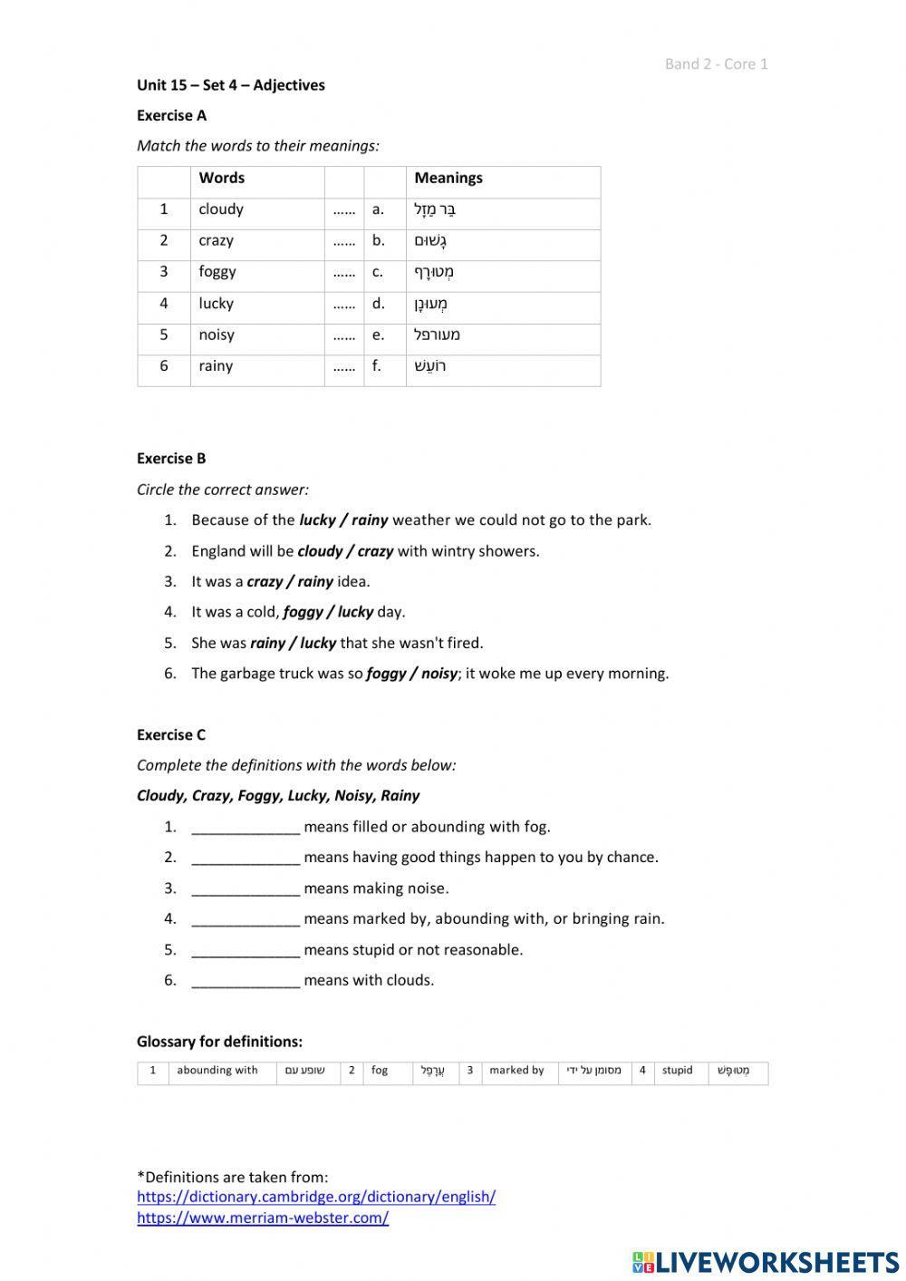 Band 2 (Core 1) - Unit 15 - Set 4