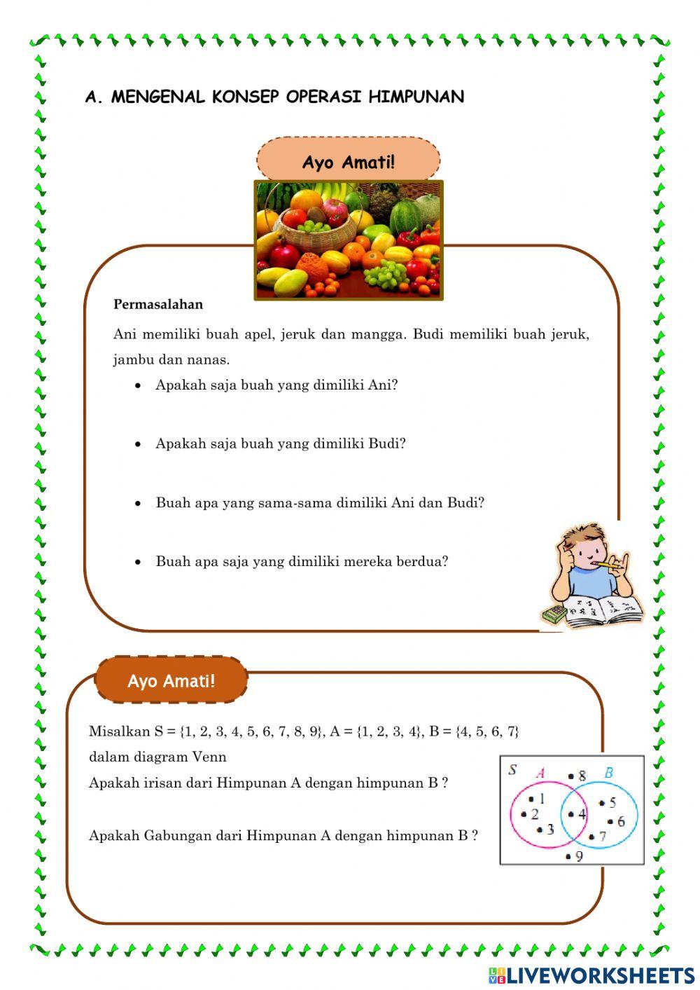 OPERASI HIMPUNAN (IRISAN DAN GABUNGAN)