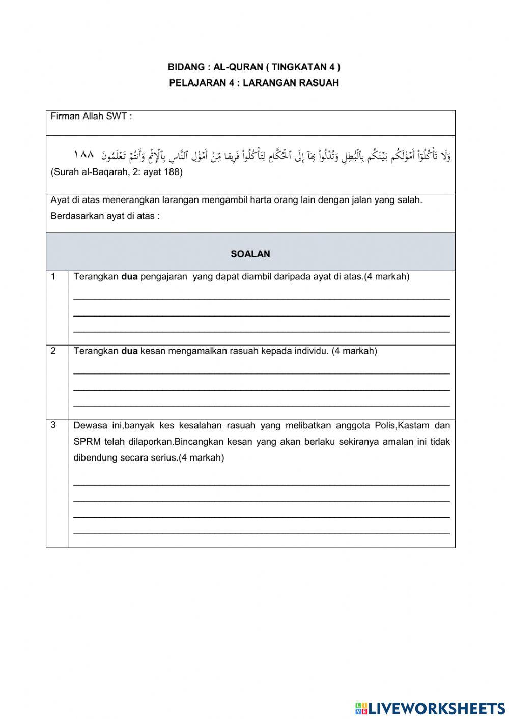 Ulangkaji tajuk tingkatan 4