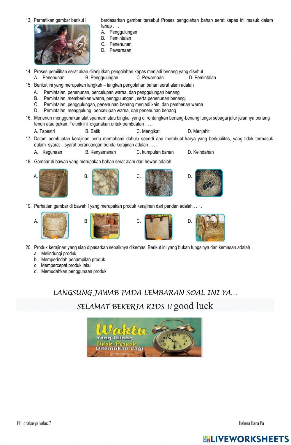 Penilaian Harian 1 Prakarya