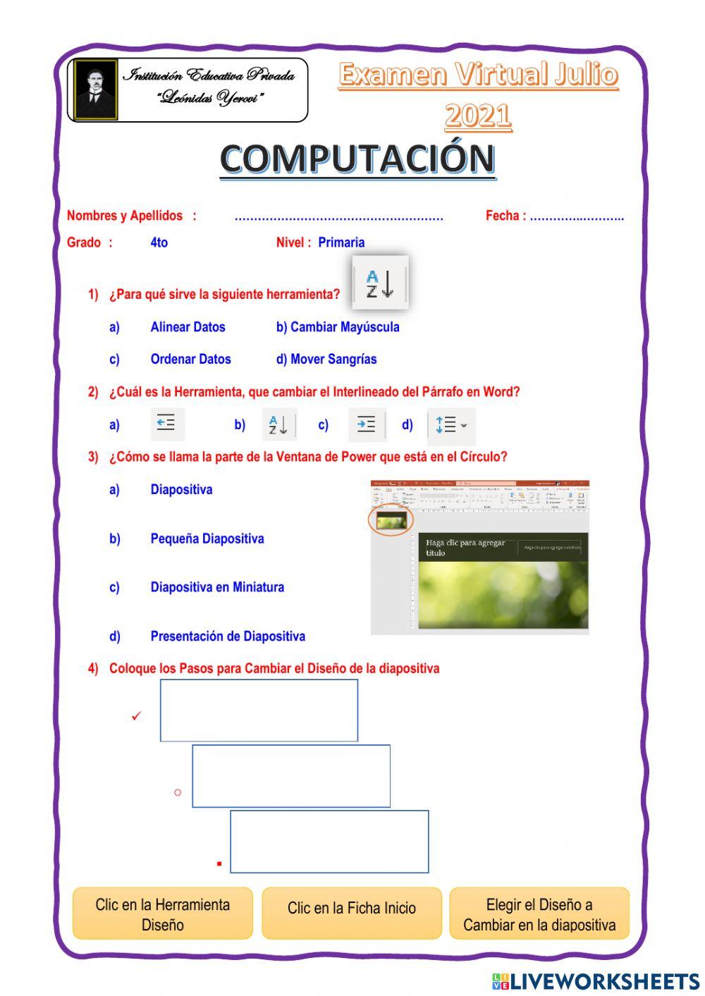 Examen de Computación 4to Prim