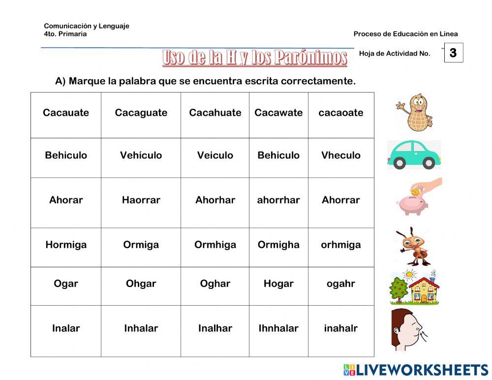 Uso de la H y los parónimos