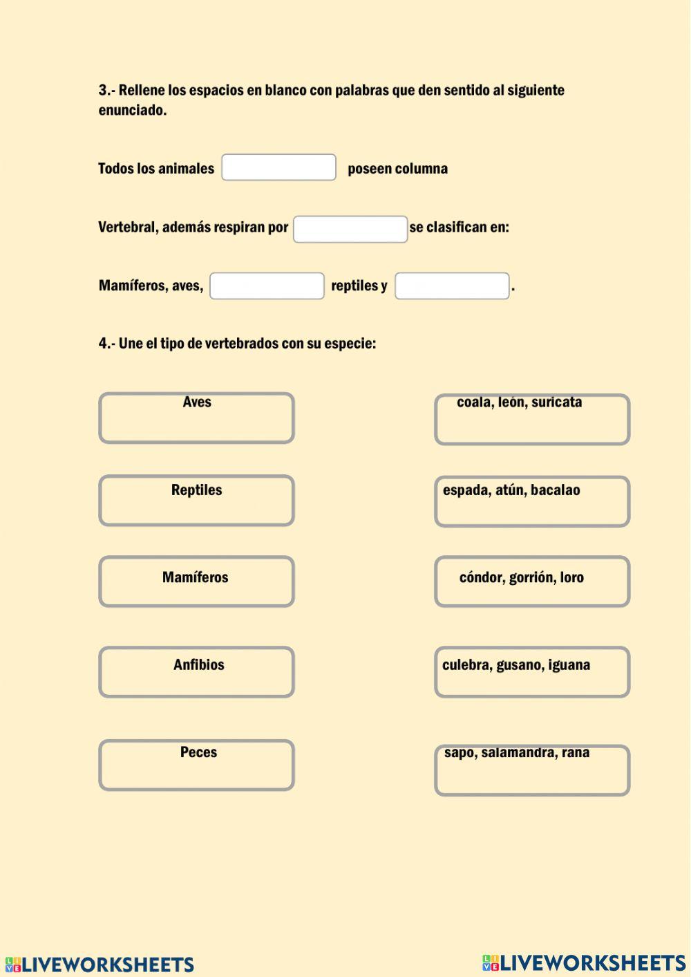 Animales vertebrados