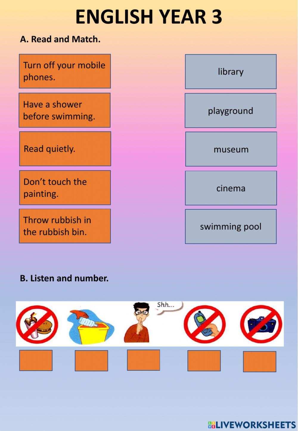 English online exercise for 3 Live Worksheets