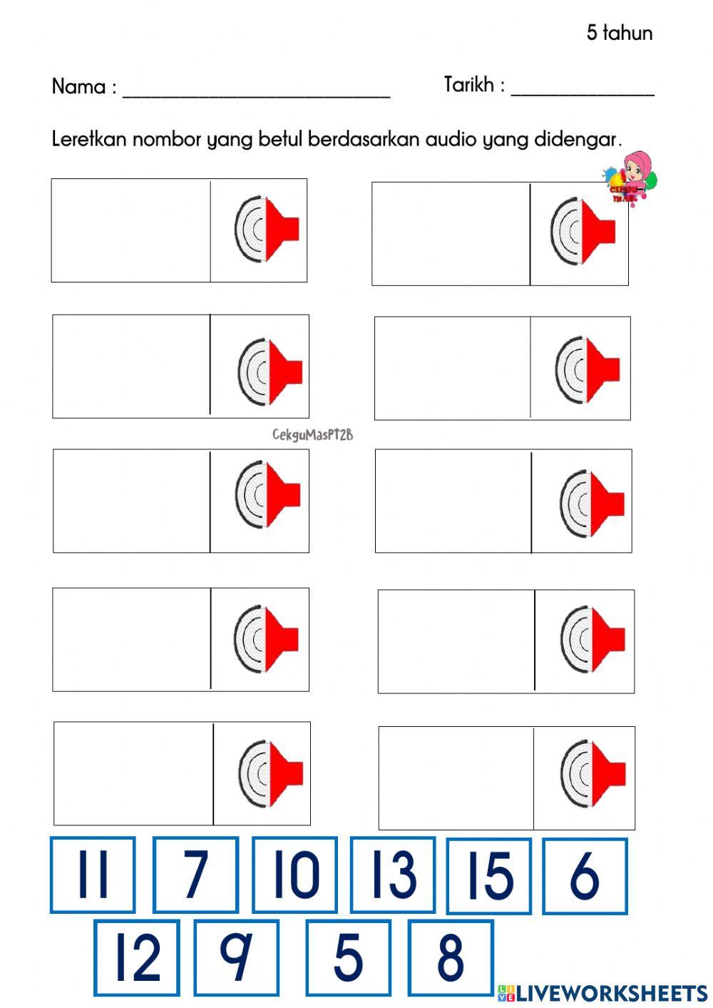 Leret nombor berdasarkan audio yang didengar