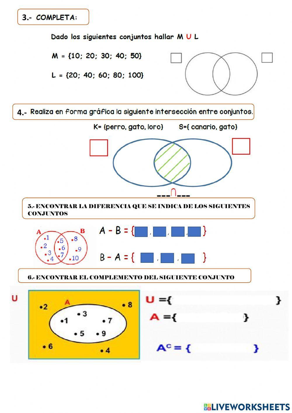 Taller evaluativo de matematicas - operaciones con conjuntos