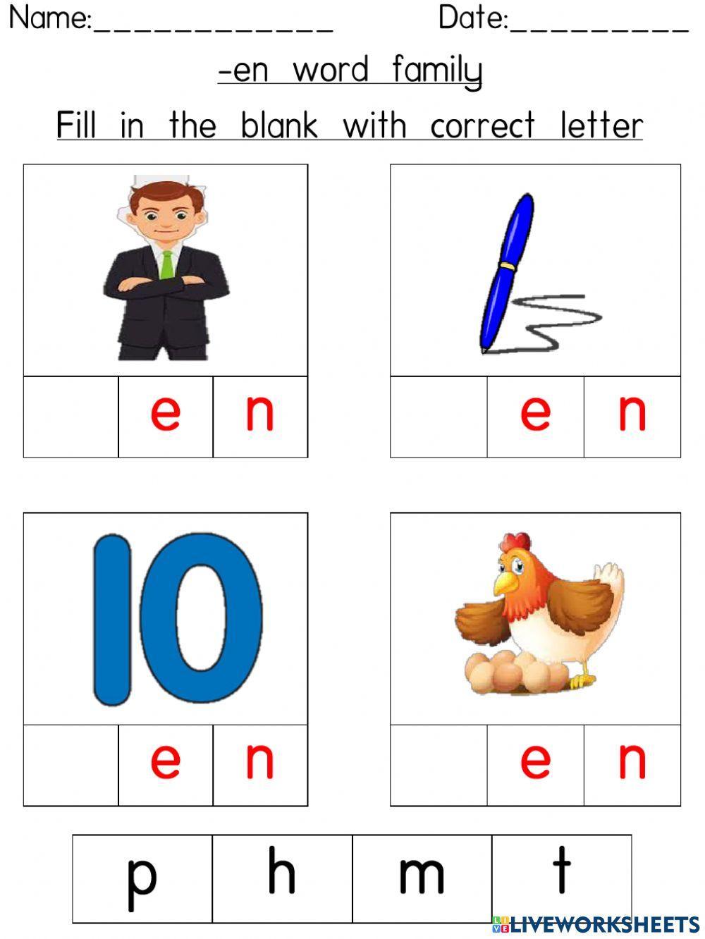 En word family (Fill in the blank with correct letter)-2