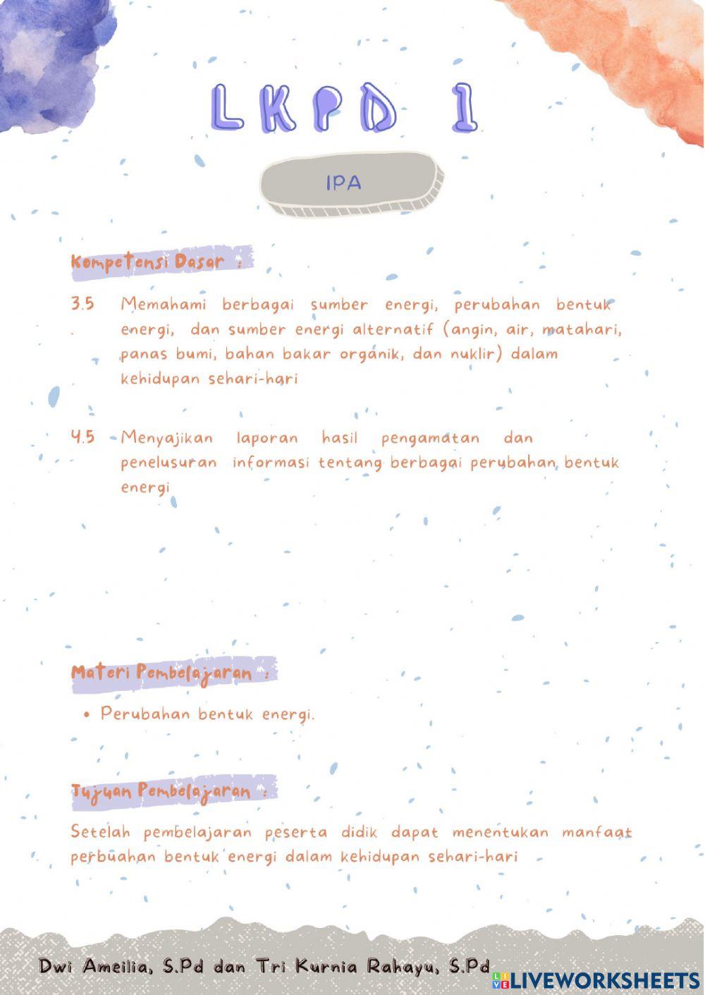 IPA : Manfaat Perubahan Energi