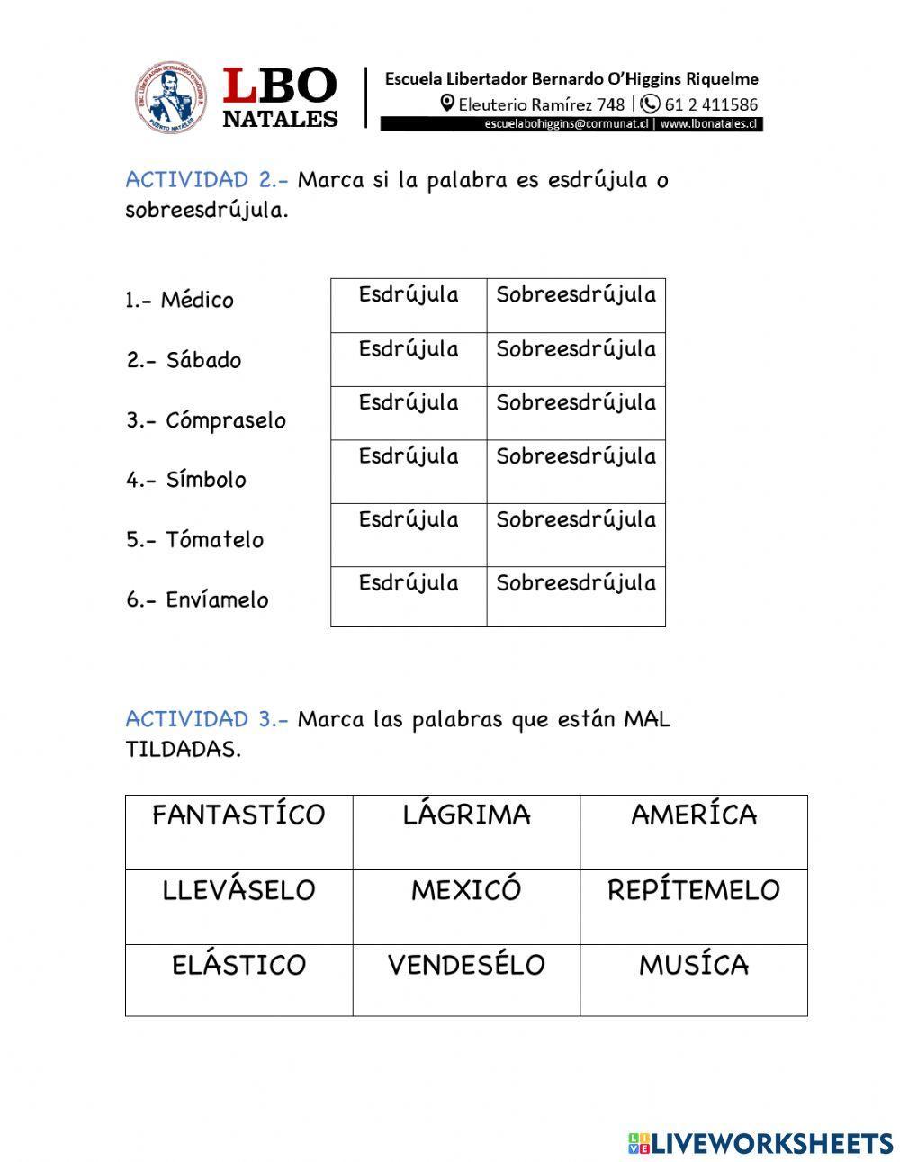 Palabras esdrújulas y sobreesdrújulas