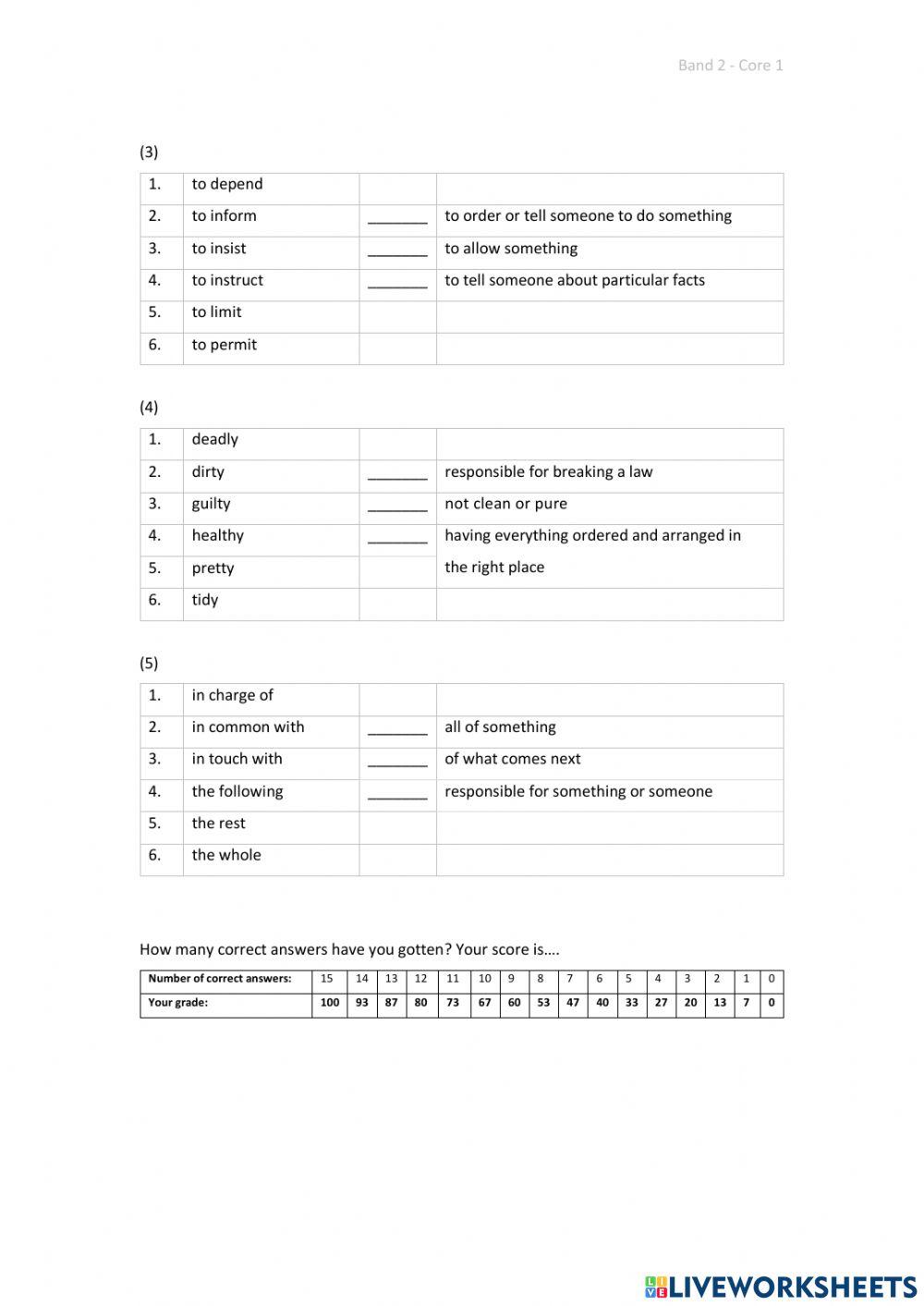 Band 2 (Core 1) - Unit 17 - Test