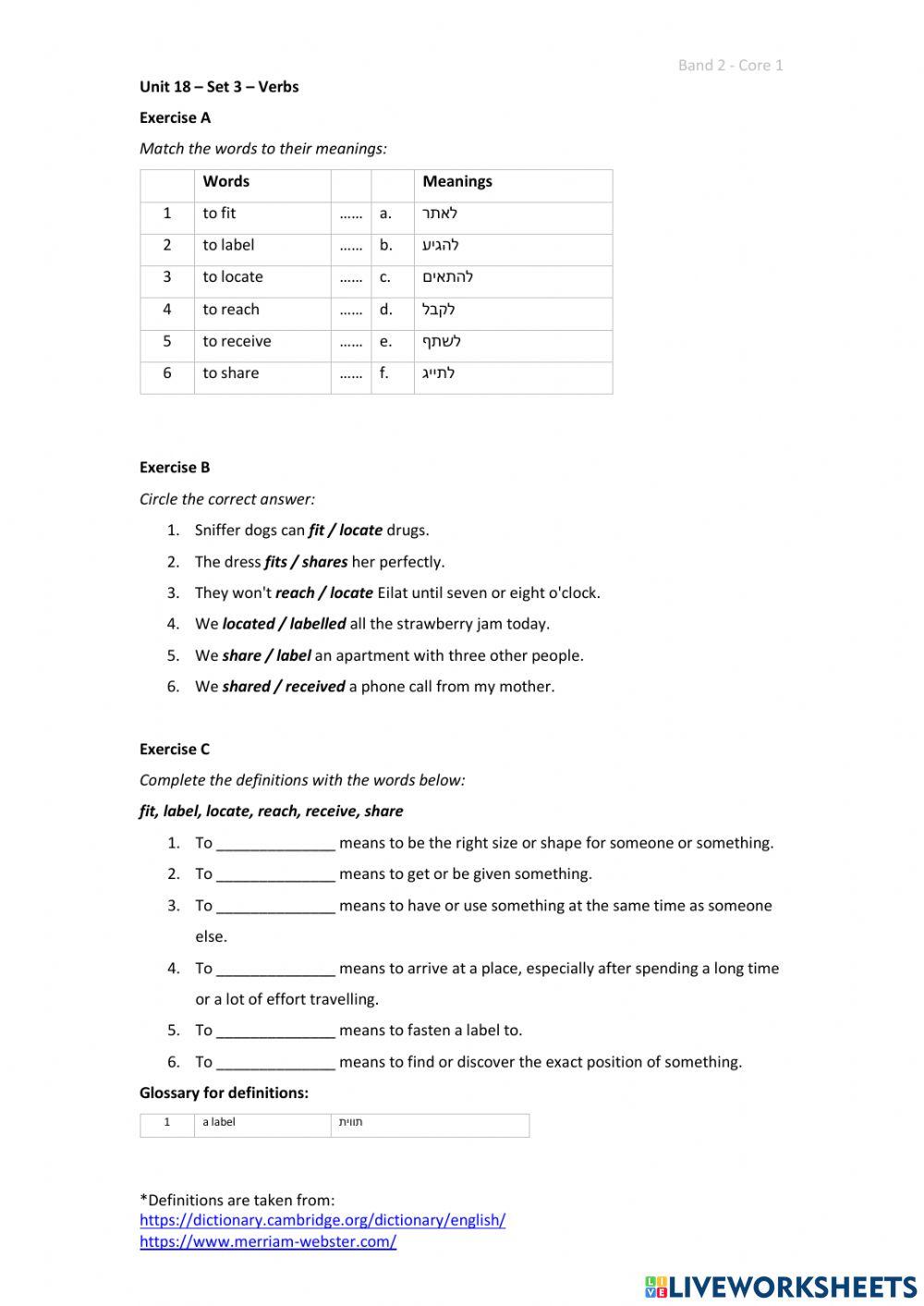 Band 2 (Core 1) - Unit 18 - Set 3